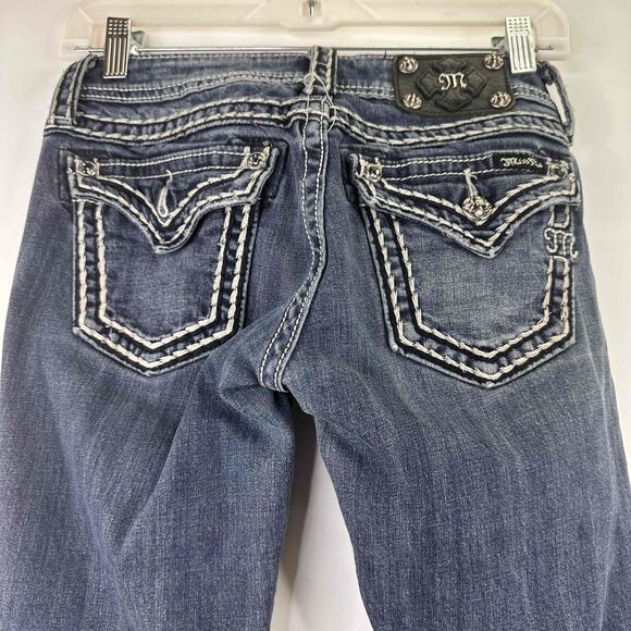Miss Me Blue Distressed Faded Cuffed Women's Skinny Jeans Size 26 - Picture 7 of 8